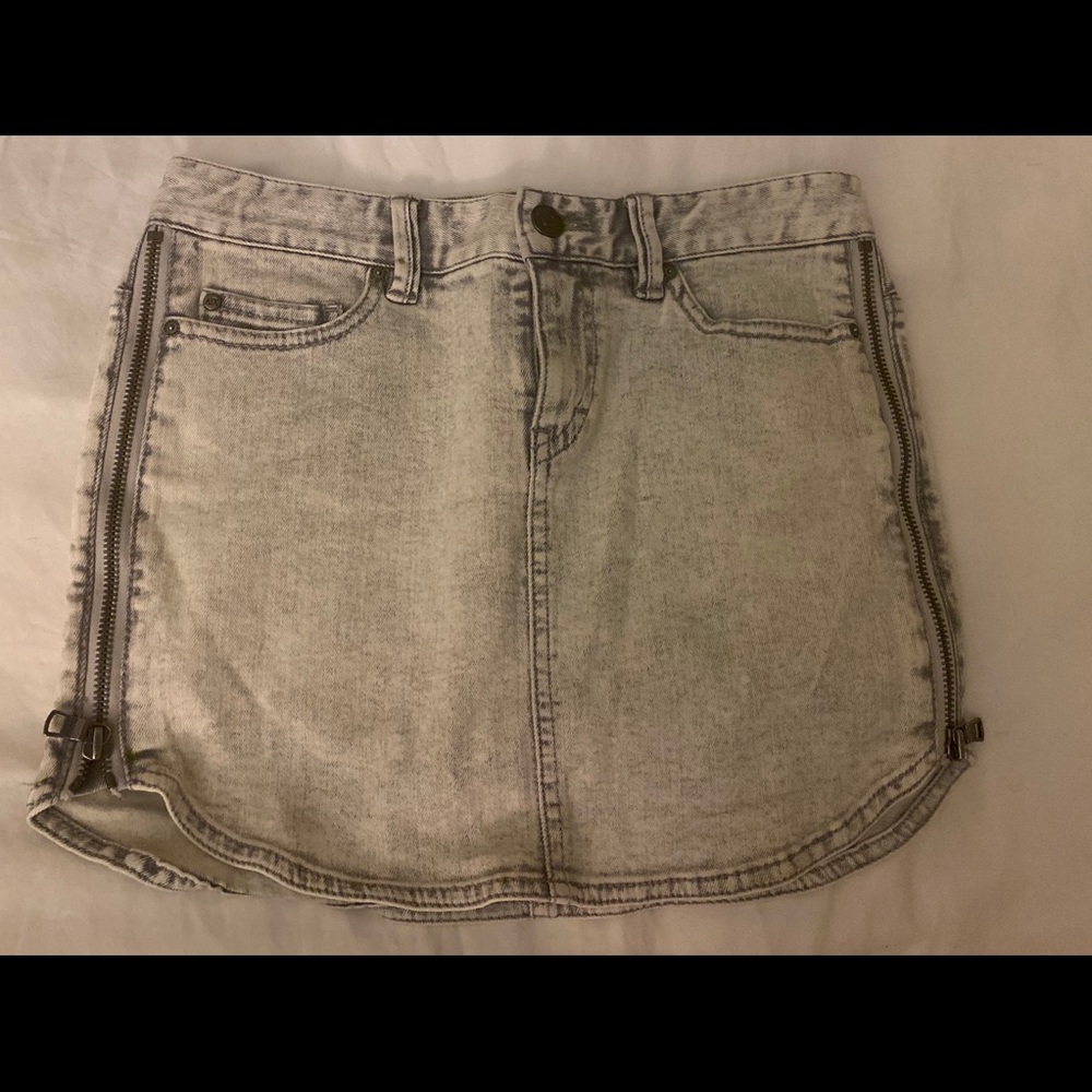 Gray washed jean skirt